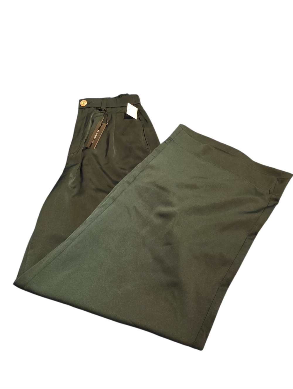 Dictionary NWT Glam Satin Wide-Leg Trousers In Emerald Green Size M